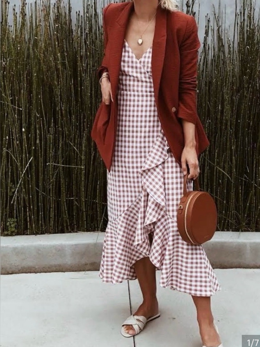Song of style Gingham Ruffle Midi Dress in size small